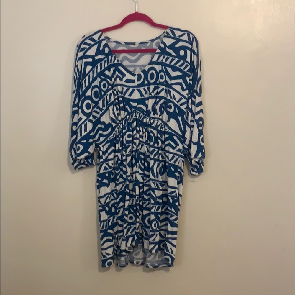 Blue and white tunic